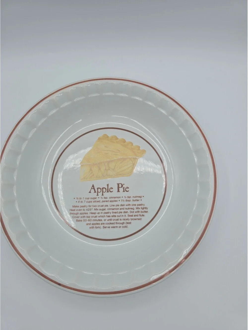 Vintage Winley Fine Porcelain China Apple Pie Recipe Pie Dish
